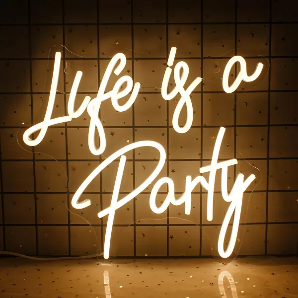 LUCUNSTAR Neon Sign Led Neon Light Signs Wall Hangings LED Signs Usb Powered Neon Sign Lights up Sign for Wall Decor Housewarming Gift Birthday Gift Visual Artwork Bar Pub Club DecorationLife is a Party