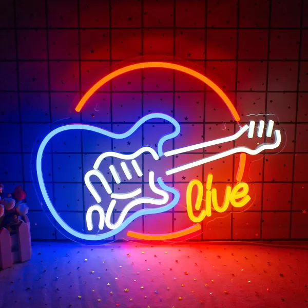 LUCUNSTAR Neon Sign Led Neon Light Signs Wall Hangings LED Signs Usb Powered Neon Sign Lights up Sign for Wall Decor Housewarming Gift Birthday Gift Visual Artwork Bar Pub Club DecorationGuitar Live