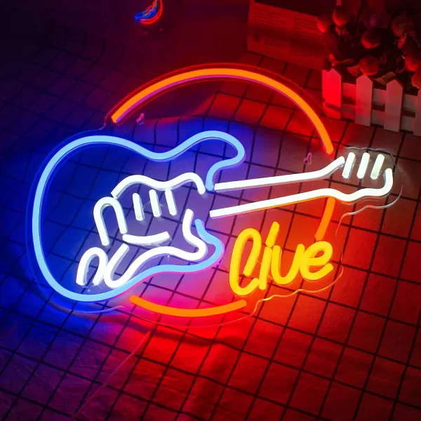 LUCUNSTAR Neon Sign Led Neon Light Signs Wall Hangings LED Signs Usb Powered Neon Sign Lights up Sign for Wall Decor Housewarming Gift Birthday Gift Visual Artwork Bar Pub Club DecorationGuitar Live