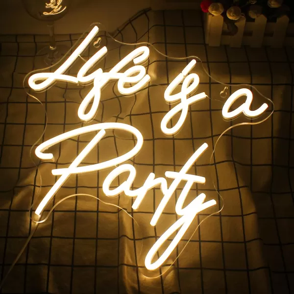 LUCUNSTAR Neon Sign Led Neon Light Signs Wall Hangings LED Signs Usb Powered Neon Sign Lights up Sign for Wall Decor Housewarming Gift Birthday Gift Visual Artwork Bar Pub Club DecorationLife is a Party