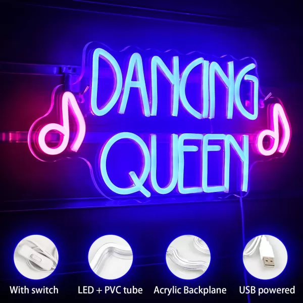 Live Music Neon Sign LED Neon Sign Large Neon Light Sign Blue and Pink Words Neon Sign for Music Studio Light up Sign USB Powered Switch Neon Sign for Wall Decor BeerBarMusic StudioBedroomPartyClubCqueen dance
