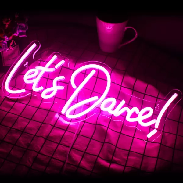 Live Music Neon Sign LED Neon Sign Large Neon Light Sign Blue and Pink Words Neon Sign for Music Studio Light up Sign USB Powered Switch Neon Sign for Wall Decor BeerBarMusic StudioBedroomPartyClubBpink lets dance