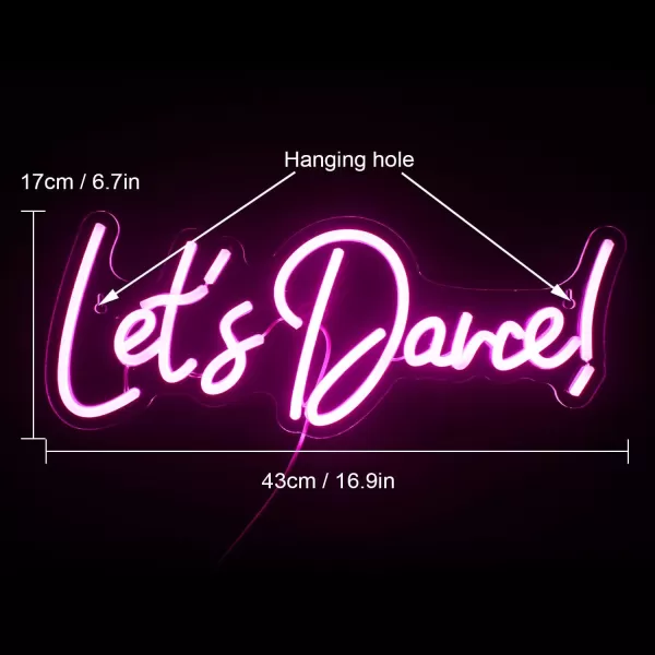 Live Music Neon Sign LED Neon Sign Large Neon Light Sign Blue and Pink Words Neon Sign for Music Studio Light up Sign USB Powered Switch Neon Sign for Wall Decor BeerBarMusic StudioBedroomPartyClubBpink lets dance