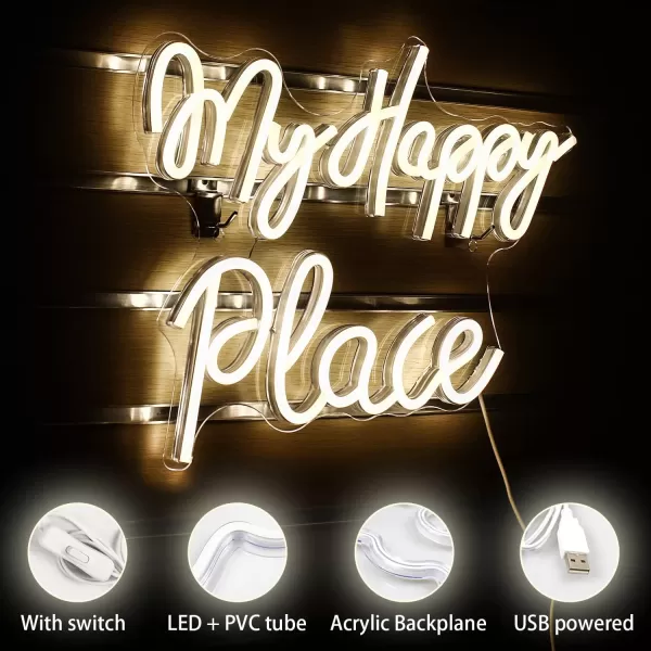 Live Music Neon Sign LED Neon Sign Large Neon Light Sign Blue and Pink Words Neon Sign for Music Studio Light up Sign USB Powered Switch Neon Sign for Wall Decor BeerBarMusic StudioBedroomPartyClubAwarm my happy