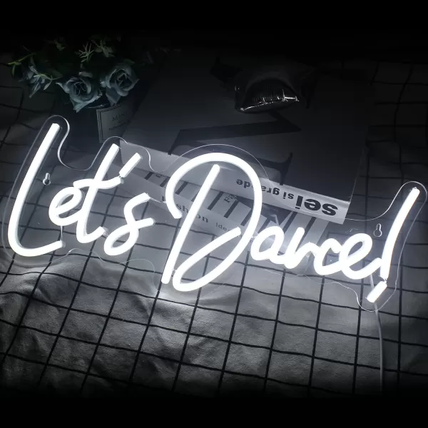 Live Music Neon Sign LED Neon Sign Large Neon Light Sign Blue and Pink Words Neon Sign for Music Studio Light up Sign USB Powered Switch Neon Sign for Wall Decor BeerBarMusic StudioBedroomPartyClubBwhite lets dance