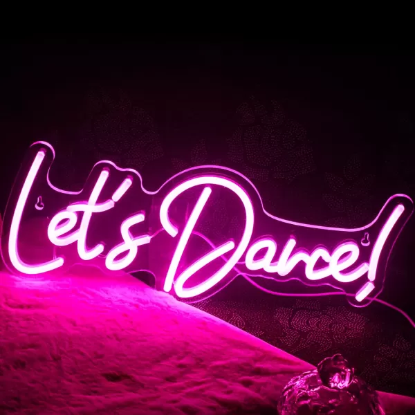 Live Music Neon Sign LED Neon Sign Large Neon Light Sign Blue and Pink Words Neon Sign for Music Studio Light up Sign USB Powered Switch Neon Sign for Wall Decor BeerBarMusic StudioBedroomPartyClubBpink lets dance