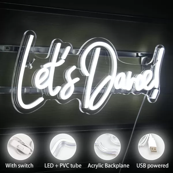 Live Music Neon Sign LED Neon Sign Large Neon Light Sign Blue and Pink Words Neon Sign for Music Studio Light up Sign USB Powered Switch Neon Sign for Wall Decor BeerBarMusic StudioBedroomPartyClubBwhite lets dance