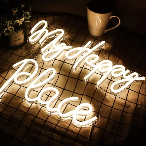 Live Music Neon Sign LED Neon Sign Large Neon Light Sign Blue and Pink Words Neon Sign for Music Studio Light up Sign USB Powered Switch Neon Sign for Wall Decor BeerBarMusic StudioBedroomPartyClubAwarm my happy