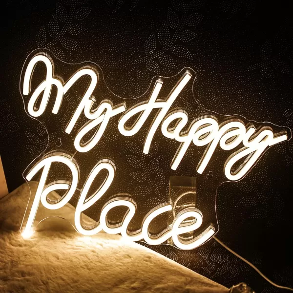Live Music Neon Sign LED Neon Sign Large Neon Light Sign Blue and Pink Words Neon Sign for Music Studio Light up Sign USB Powered Switch Neon Sign for Wall Decor BeerBarMusic StudioBedroomPartyClubAwarm my happy