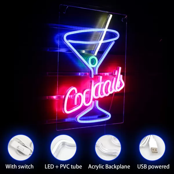 Neon Sign LED Neon Sign for Wall Decor USB Powered LED Neon Light Signs Light up Sign for Bedroom Neon Wall Signs for Kids Birthday Party Christmas Living Room cocktail