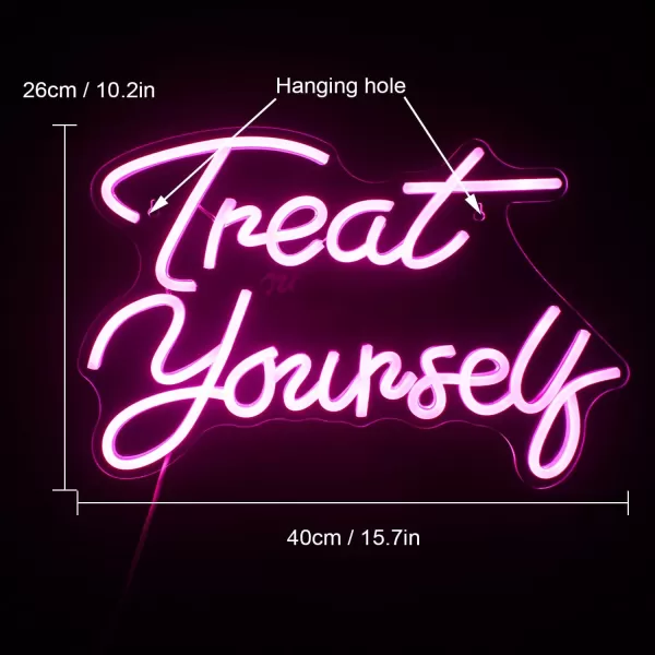 Treat Yourself Neon Signs Pink Led Sign for Bedroom Wall Letter Neon Lights Wedding Signs Neon Room Decor for Birthday Gift Party Home Decor BarApink treat yourself