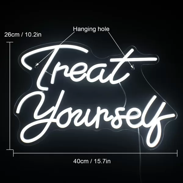 Treat Yourself Neon Signs Pink Led Sign for Bedroom Wall Letter Neon Lights Wedding Signs Neon Room Decor for Birthday Gift Party Home Decor BarAwhite treat yourself