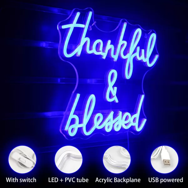 Treat Yourself Neon Signs Pink Led Sign for Bedroom Wall Letter Neon Lights Wedding Signs Neon Room Decor for Birthday Gift Party Home Decor Barblue thankful and blessed
