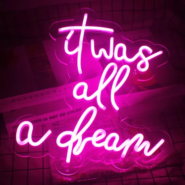 Treat Yourself Neon Signs Pink Led Sign for Bedroom Wall Letter Neon Lights Wedding Signs Neon Room Decor for Birthday Gift Party Home Decor Barit was all a dream pink