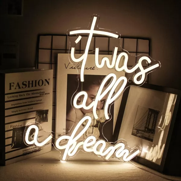 Treat Yourself Neon Signs Pink Led Sign for Bedroom Wall Letter Neon Lights Wedding Signs Neon Room Decor for Birthday Gift Party Home Decor Barit was all a dream warm