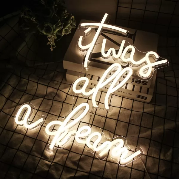 Treat Yourself Neon Signs Pink Led Sign for Bedroom Wall Letter Neon Lights Wedding Signs Neon Room Decor for Birthday Gift Party Home Decor Barit was all a dream warm