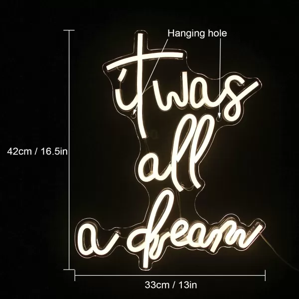 Treat Yourself Neon Signs Pink Led Sign for Bedroom Wall Letter Neon Lights Wedding Signs Neon Room Decor for Birthday Gift Party Home Decor Barit was all a dream warm