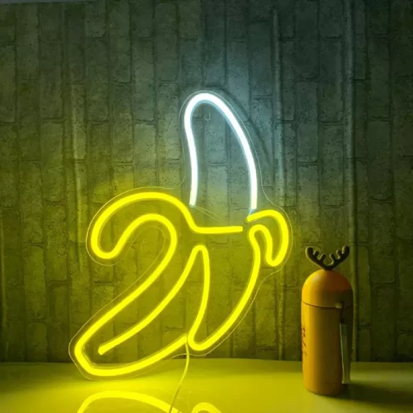 Banana Neon Signs Led Neon Lights Art Wall Decorative Lights Neon Lights for Room Wall Kids Bedroom Birthday Party Bar Decor 11x197 Warm Yellow