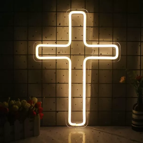 LED Neon Sign for Wall Decor USB Powered LED Neon Light Signs Light up Sign for Bedroom Neon Wall Signs for Kids Birthday PartyCross