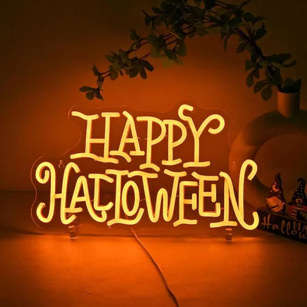 LED Neon Sign for Wall Decor USB Powered LED Neon Light Signs Light up Sign for Bedroom Neon Wall Signs for Kids Birthday PartyHappy Halloween