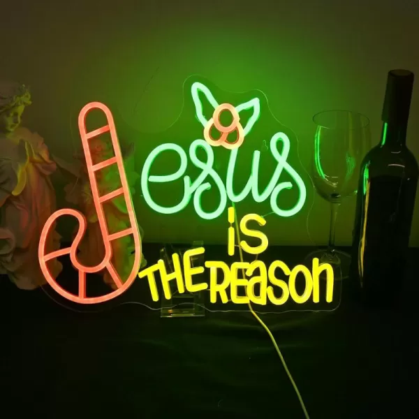 LED Neon Sign for Wall Decor USB Powered LED Neon Light Signs Light up Sign for Bedroom Neon Wall Signs for Kids Birthday PartyJesus is the Reason