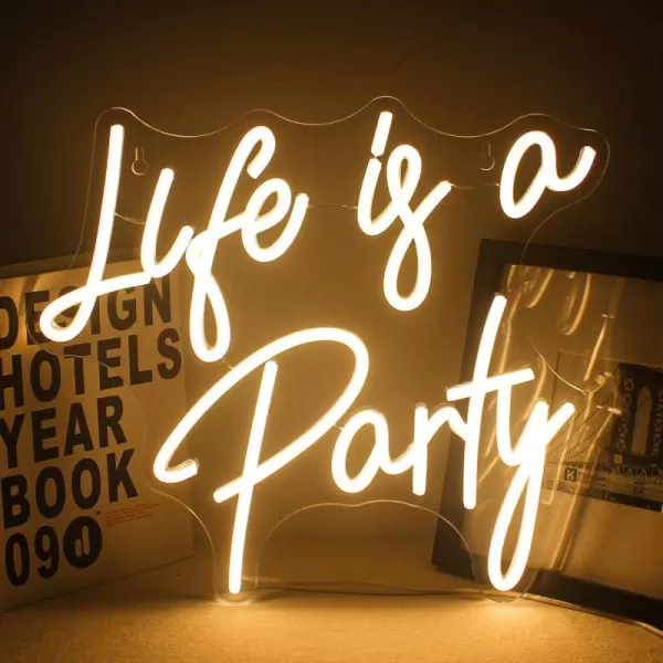 LUCUNSTAR Neon Sign Led Neon Light Signs Wall Hangings LED Signs Usb Powered Neon Sign Lights up Sign for Wall Decor Housewarming Gift Birthday Gift Visual Artwork Bar Pub Club DecorationLife is a Party