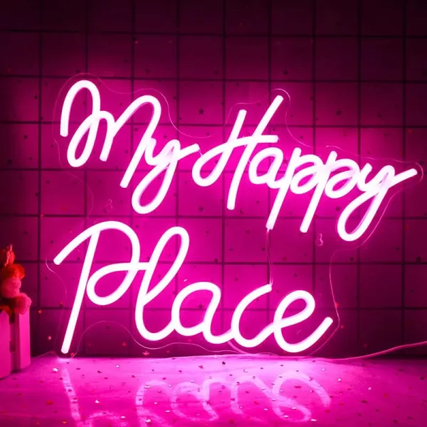 Live Music Neon Sign LED Neon Sign Large Neon Light Sign Blue and Pink Words Neon Sign for Music Studio Light up Sign USB Powered Switch Neon Sign for Wall Decor BeerBarMusic StudioBedroomPartyClubApink my happy