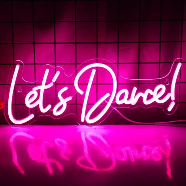 Live Music Neon Sign LED Neon Sign Large Neon Light Sign Blue and Pink Words Neon Sign for Music Studio Light up Sign USB Powered Switch Neon Sign for Wall Decor BeerBarMusic StudioBedroomPartyClubBpink lets dance