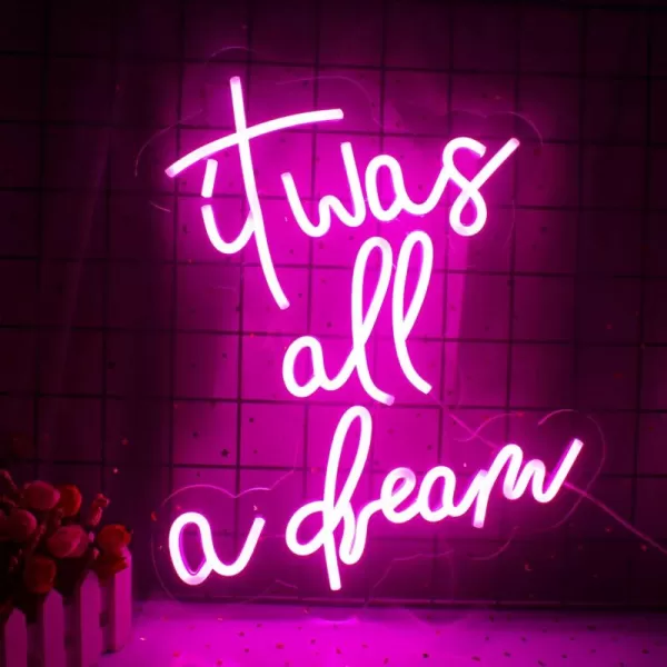 Treat Yourself Neon Signs Pink Led Sign for Bedroom Wall Letter Neon Lights Wedding Signs Neon Room Decor for Birthday Gift Party Home Decor Barit was all a dream pink