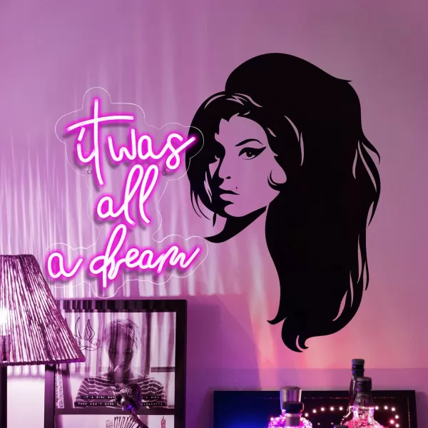 imageTreat Yourself Neon Signs Pink Led Sign for Bedroom Wall Letter Neon Lights Wedding Signs Neon Room Decor for Birthday Gift Party Home Decor Barit was all a dream pink