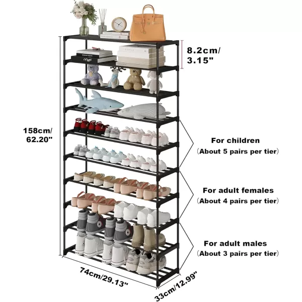 Calmootey 6Tier Shoe Rack Tall Large Capacity 30 Pairs Shoes Storage Organizer Stackable Wide Shoe Shelf for Entryway Hallway Black10Tier