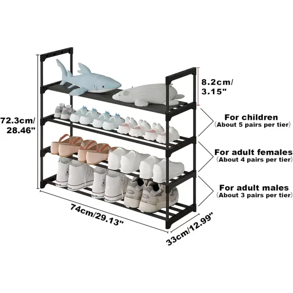 Calmootey 6Tier Shoe Rack Tall Large Capacity 30 Pairs Shoes Storage Organizer Stackable Wide Shoe Shelf for Entryway Hallway Black4Tier