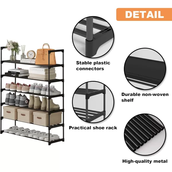 Calmootey 6Tier Shoe Rack Tall Large Capacity 30 Pairs Shoes Storage Organizer Stackable Wide Shoe Shelf for Entryway Hallway Black6Tier