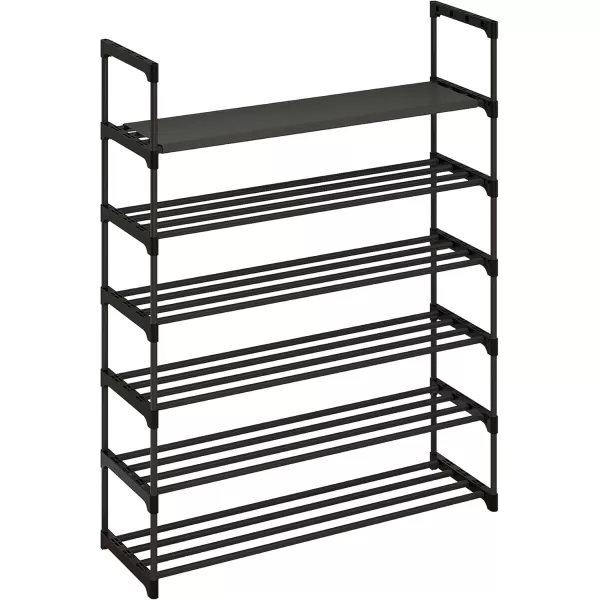 Calmootey 6Tier Shoe Rack Tall Large Capacity 30 Pairs Shoes Storage Organizer Stackable Wide Shoe Shelf for Entryway Hallway Black6Tier