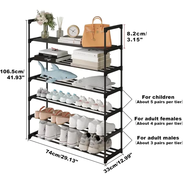 Calmootey 6Tier Shoe Rack Tall Large Capacity 30 Pairs Shoes Storage Organizer Stackable Wide Shoe Shelf for Entryway Hallway Black6Tier