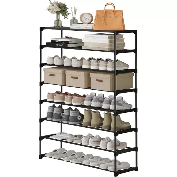 Calmootey 6Tier Shoe Rack Tall Large Capacity 30 Pairs Shoes Storage Organizer Stackable Wide Shoe Shelf for Entryway Hallway Black8Tier