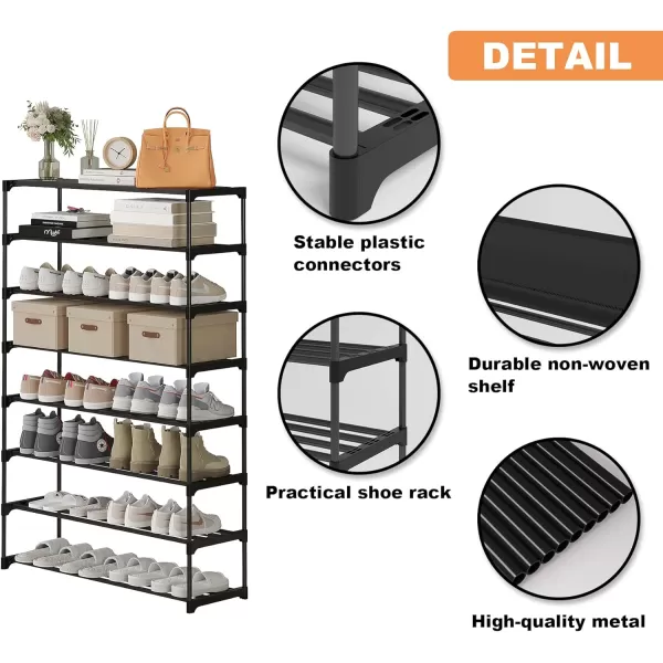 Calmootey 6Tier Shoe Rack Tall Large Capacity 30 Pairs Shoes Storage Organizer Stackable Wide Shoe Shelf for Entryway Hallway Black8Tier