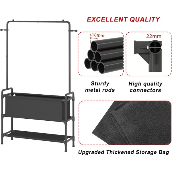 Calmootey Clothing Rack with Storage Bag 3in1 Garment Rack Nonwoven Shelves for Shoes Clothes Rack for Bedroom Hallway Entryway WhiteampampGreyBlack