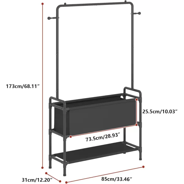 Calmootey Clothing Rack with Storage Bag 3in1 Garment Rack Nonwoven Shelves for Shoes Clothes Rack for Bedroom Hallway Entryway WhiteampampGreyBlack