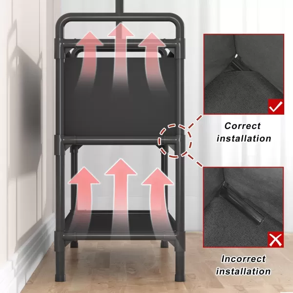 Calmootey Clothing Rack with Storage Bag 3in1 Garment Rack Nonwoven Shelves for Shoes Clothes Rack for Bedroom Hallway Entryway WhiteampampGreyBlack