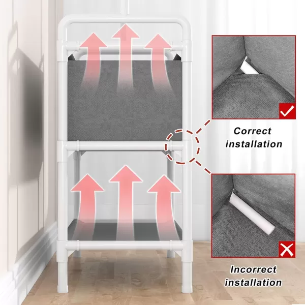 Calmootey Clothing Rack with Storage Bag 3in1 Garment Rack Nonwoven Shelves for Shoes Clothes Rack for Bedroom Hallway Entryway WhiteampampGreyWhiteGrey