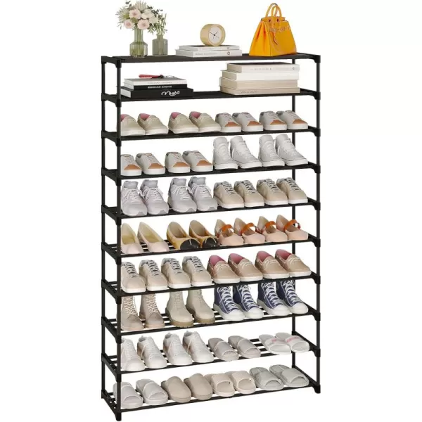 Calmootey 6Tier Shoe Rack Tall Large Capacity 30 Pairs Shoes Storage Organizer Stackable Wide Shoe Shelf for Entryway Hallway Black10Tier