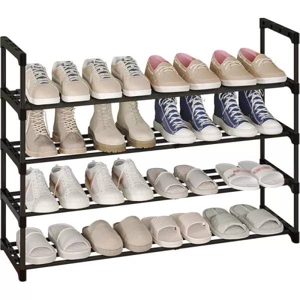 Calmootey 6Tier Shoe Rack Tall Large Capacity 30 Pairs Shoes Storage Organizer Stackable Wide Shoe Shelf for Entryway Hallway Black4Tier