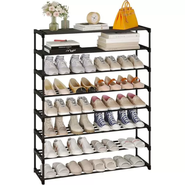 Calmootey 6Tier Shoe Rack Tall Large Capacity 30 Pairs Shoes Storage Organizer Stackable Wide Shoe Shelf for Entryway Hallway Black8Tier