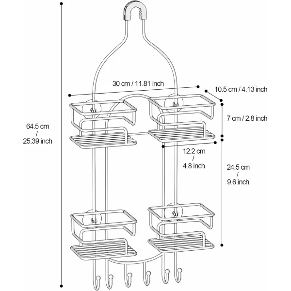 SRIWATANA Shower Caddy Hanging Over Head Bathroom Shower Organizer Shower Rack Holder with Hooks for Razors  BlackBlack