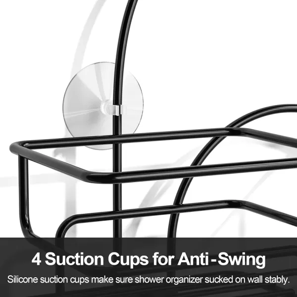 SRIWATANA Shower Caddy Hanging Over Head Bathroom Shower Organizer Shower Rack Holder with Hooks for Razors  BlackBlack