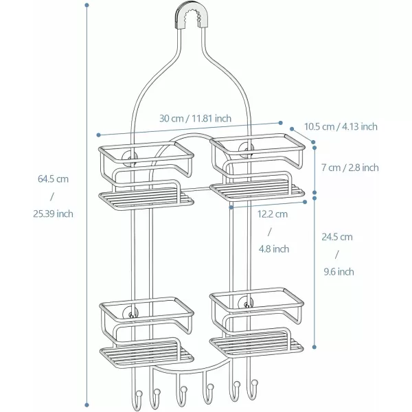 SRIWATANA Shower Caddy Hanging Over Head Bathroom Shower Organizer Shower Rack Holder with Hooks for Razors  BlackBronze