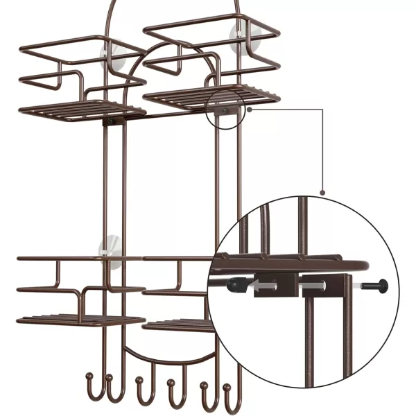 SRIWATANA Shower Caddy Hanging Over Head Bathroom Shower Organizer Shower Rack Holder with Hooks for Razors  BlackBronze