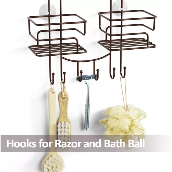 SRIWATANA Shower Caddy Hanging Over Head Bathroom Shower Organizer Shower Rack Holder with Hooks for Razors  BlackBronze