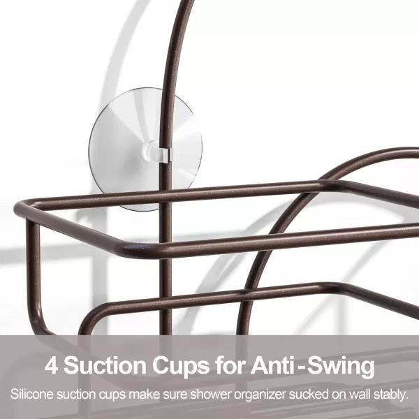 SRIWATANA Shower Caddy Hanging Over Head Bathroom Shower Organizer Shower Rack Holder with Hooks for Razors  BlackBronze